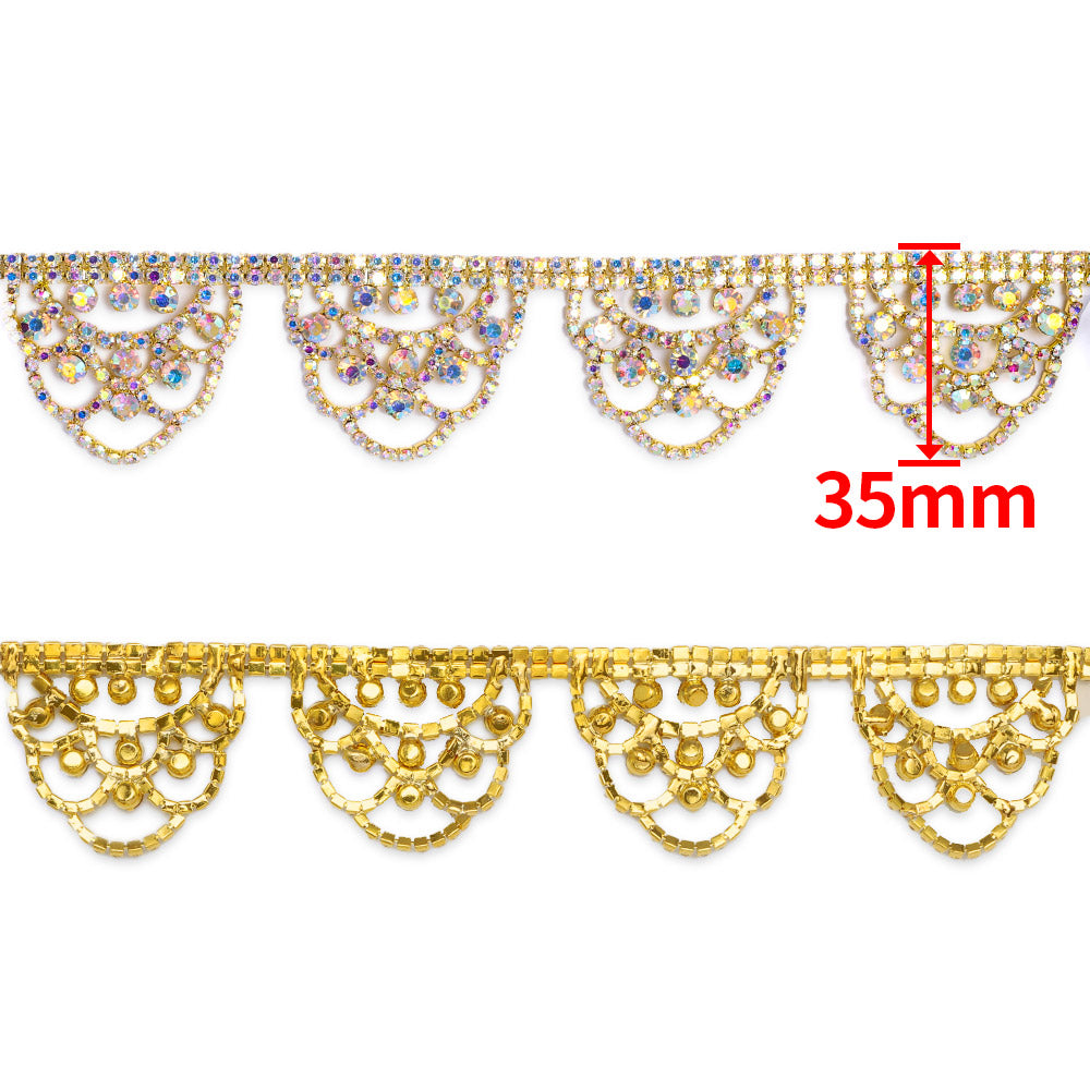 Sew-on Crystal AB Glass Raindrop Rhinestone Trim Chain Applique RA861 WholesaleRhinestone