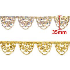 Sew-on Crystal AB Glass Raindrop Rhinestone Trim Chain Applique RA861 WholesaleRhinestone