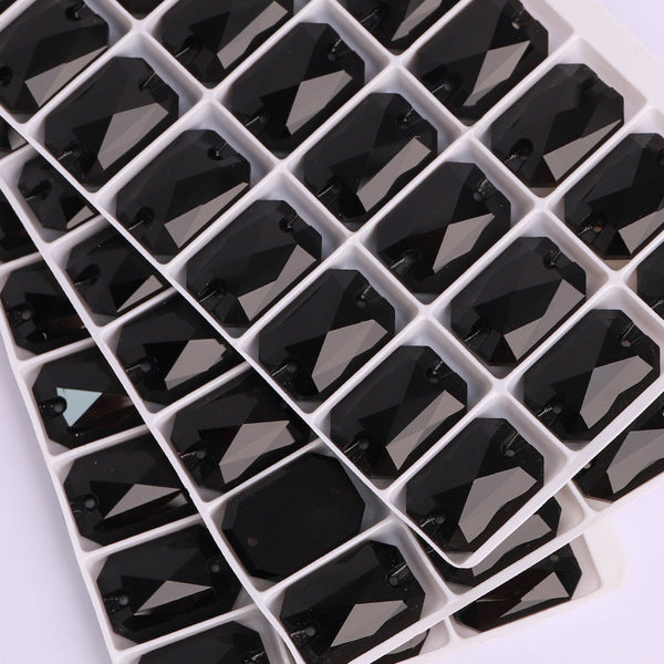Jet Octagon Shape High Quality Glass Sew-on Rhinestones WholesaleRhinestone