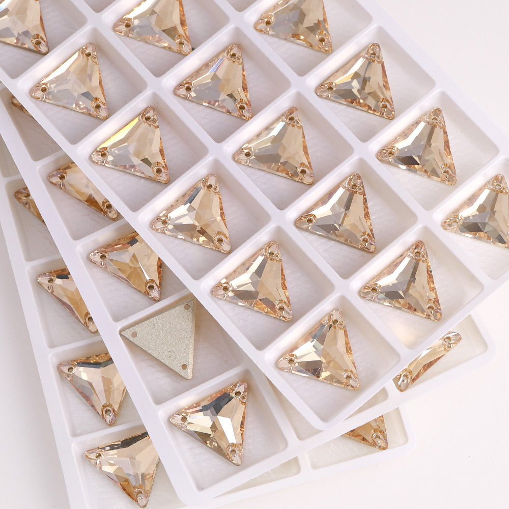 Golden Shadow Triangle Shape High Quality Glass Sew-on Rhinestones WholesaleRhinestone