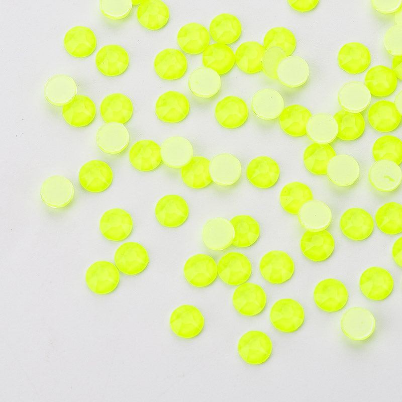 Yellow Neon Glass Flat Back Glue-On Rhinestones 16 Cut Facets WholesaleRhinestone