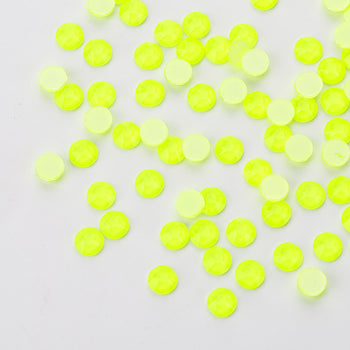 Neon Yellow Neon Glass Flat Back Glue-On Rhinestones 16 Cut Facets WholesaleRhinestone