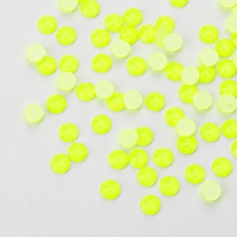 Yellow Neon Glass Flat Back Glue-On Rhinestones 16 Cut Facets WholesaleRhinestone