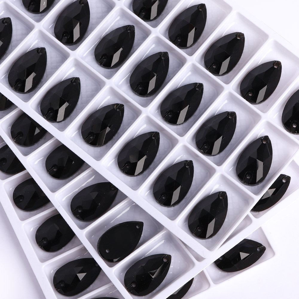 Jet Drop Shape High Quality Glass Sew-on Rhinestones WholesaleRhinestone