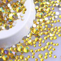 Mixed Sizes Citrine AB Glass FlatBack Rhinestones For Nail Art Silver Back WholesaleRhinestone