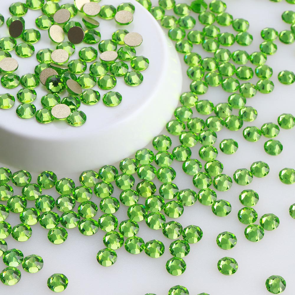 Peridot Glass Flat Back Glue-on Rhinestones 16 Cut Facets WholesaleRhinestone