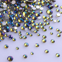 Mixed Sizes Olive Green AB FlatBack Rhinestones For Nail Art Silver Back WholesaleRhinestone
