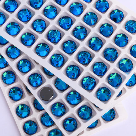 Bermuda Blue XIRIUS Round Shape High Quality Glass Sew-on Rhinestones WholesaleRhinestone