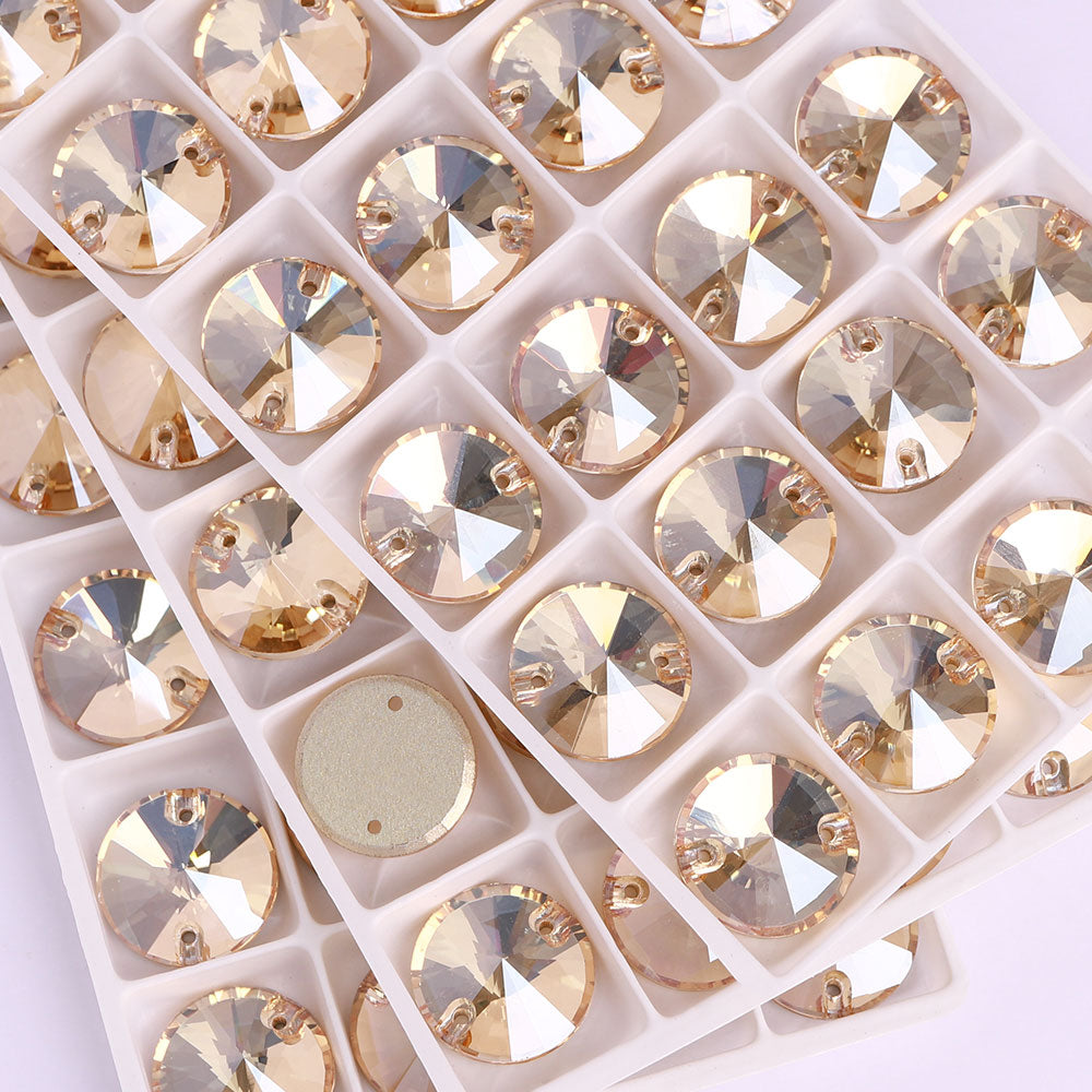 Golden Shadow Rivoli  Shape High Quality Glass Sew-on Rhinestones WholesaleRhinestone