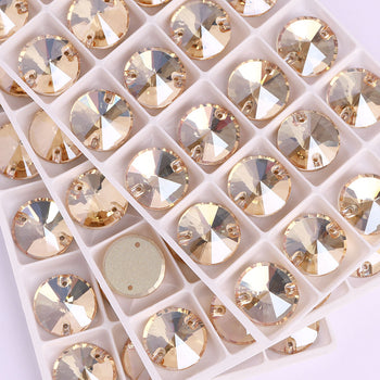 Golden Shadow Rivoli  Shape High Quality Glass Sew-on Rhinestones WholesaleRhinestone
