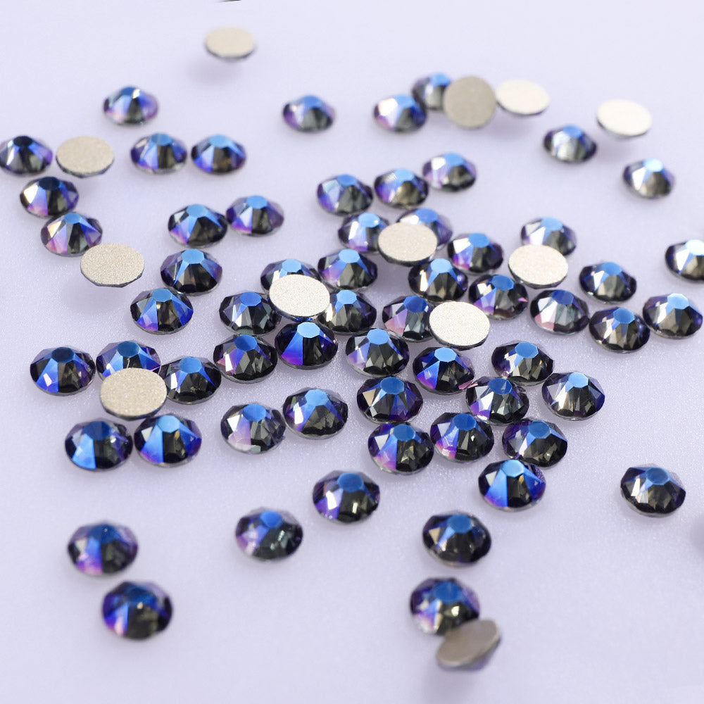 Purple Shadow Glass Flat Back Glue-On Rhinestones 16 Cut Facets WholesaleRhinestone