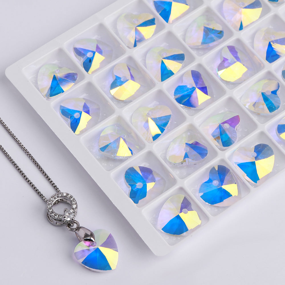Crystal ab xilion hjerte høykvalitets glass rhinestone anheng Secondary image
