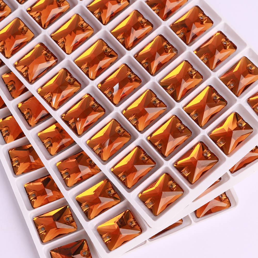 Tangerine Rectangle Shape High Quality Glass Sew-on Rhinestones WholesaleRhinestone