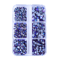 Mixed Sizes 6 Grid Box Tanzanite AB Glass HotFix Rhinestones For Clothing DIY