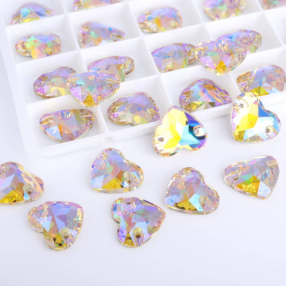 Paradise Shine Heart Shape High Quality Glass Sew-on Rhinestones WholesaleRhinestone