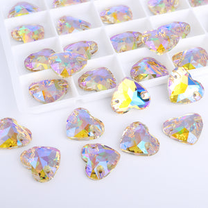 Paradise Shine Heart Shape High Quality Glass Sew-on Rhinestones WholesaleRhinestone