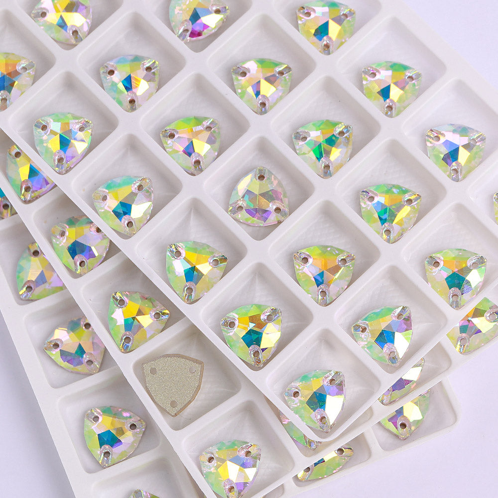 Crystal AB Trilliant Shape High Quality Glass Sew-on Rhinestones WholesaleRhinestone