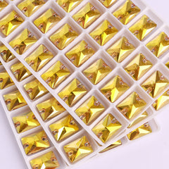 Metallic Sunshine Rectangle Shape High Quality Glass Sew-on Rhinestones WholesaleRhinestone