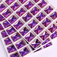 Violet Blue Rectangle Shape High Quality Glass Sew-on Rhinestones WholesaleRhinestone