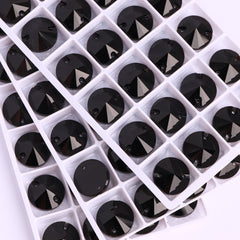 Jet Rivoli Shape High Quality Glass Sew-on Rhinestones WholesaleRhinestone