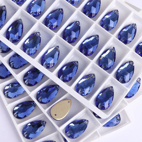 Light Sapphire Drop Shape High Quality Glass Sew-on Rhinestones WholesaleRhinestone