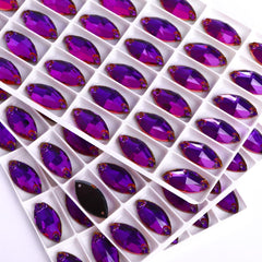 Violet Blue Navette Shape High Quality Glass Sew-on Rhinestones WholesaleRhinestone