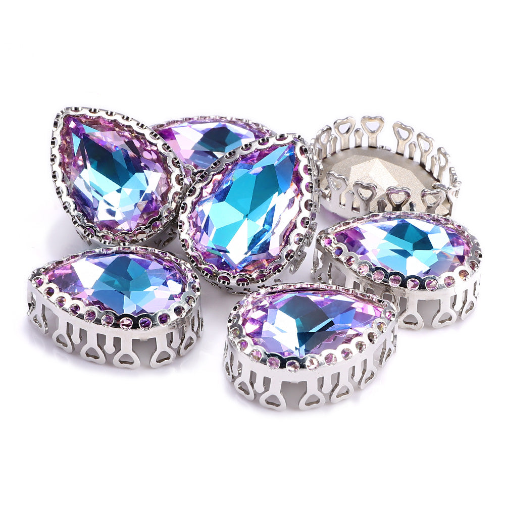 Vitrail Light Drop Shape High-Quality Glass Sew-on Nest Hollow Claw Rhinestones WholesaleRhinestone