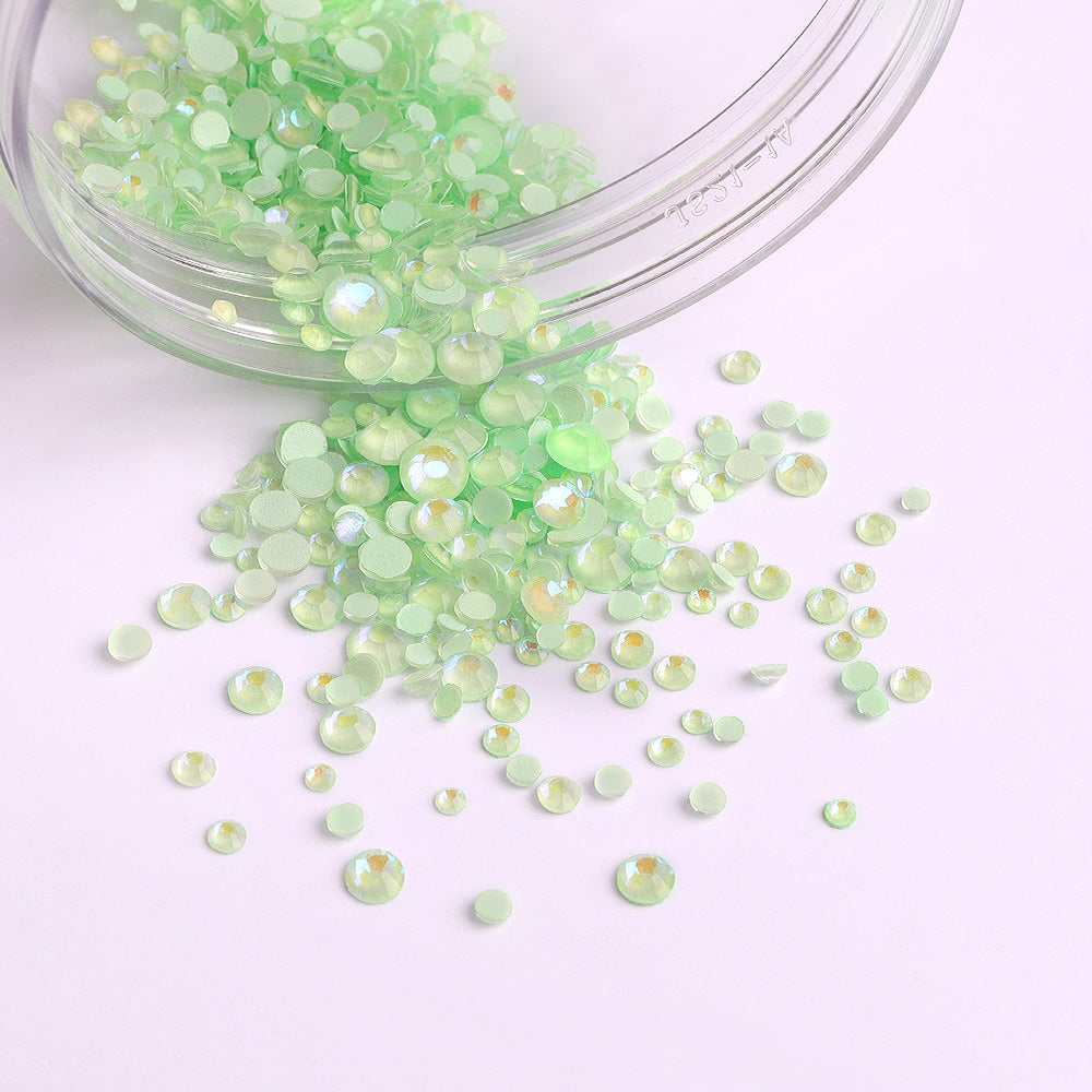 Mixed Sizes Mocha Light Green FlatBack Luminous Rhinestones For Nail Art WholesaleRhinestone