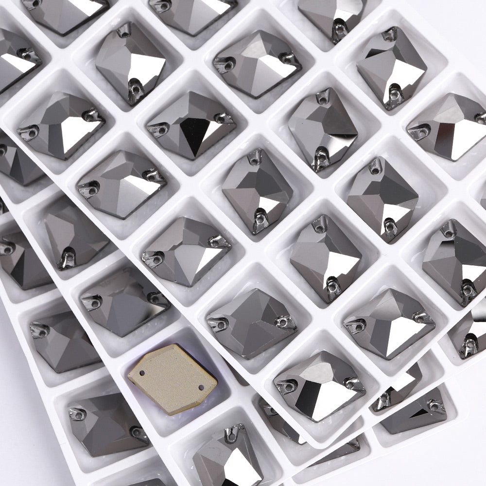 Jet Metallic Silver Cosmic Shape High Quality Glass Sew-on Rhinestones WholesaleRhinestone