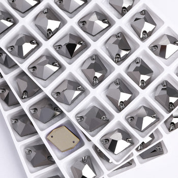 Jet Metallic Silver Cosmic Shape High Quality Glass Sew-on Rhinestones WholesaleRhinestone