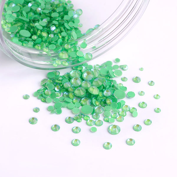 Mixed Sizes Mocha SS Green FlatBack Luminous Rhinestones For Nail Art WholesaleRhinestone