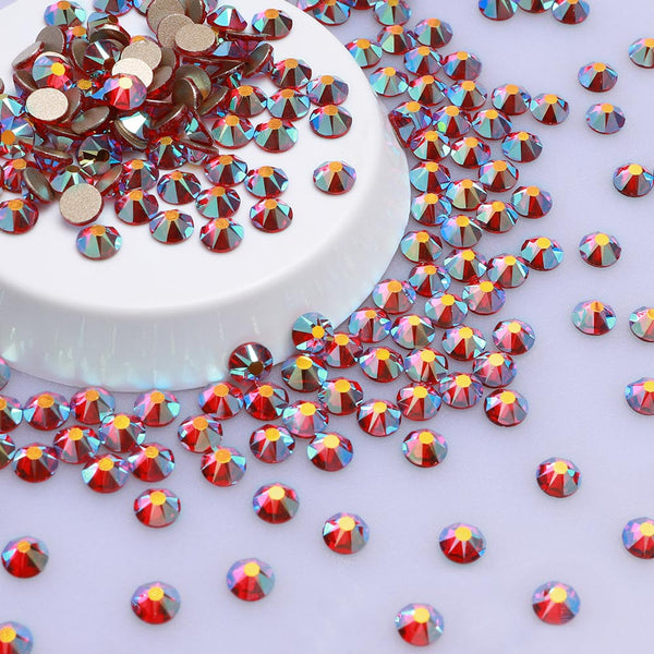 Siam AB Glass Flat Back Glue-On Rhinestones 16 Cut Facets In Bulk WholesaleRhinestone