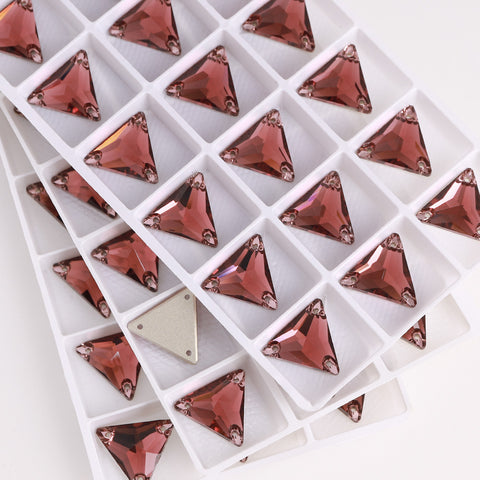 Burgundy Triangle Shape High Quality Glass Sew-on Rhinestones WholesaleRhinestone