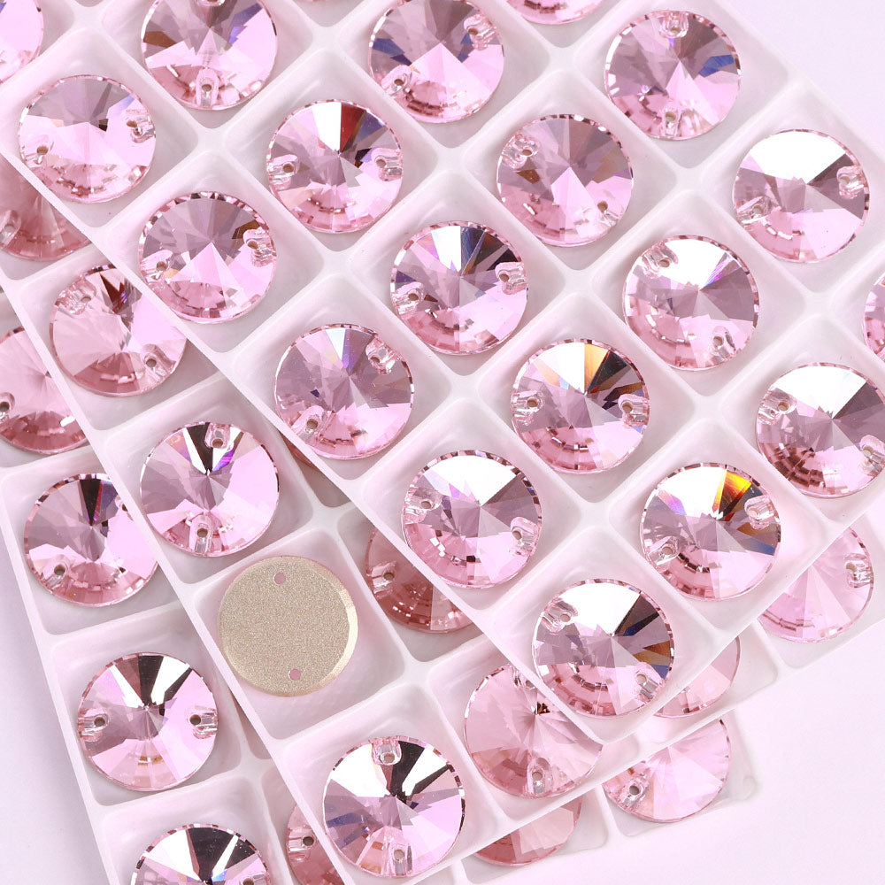 Light Rose Rivoli Shape High Quality Glass Sew-on Rhinestones WholesaleRhinestone