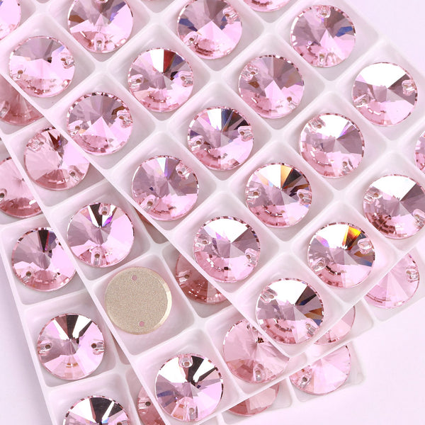 Light Rose Rivoli Shape High Quality Glass Sew-on Rhinestones WholesaleRhinestone