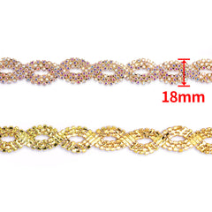 Sew-on Crystal AB Glass Raindrop Rhinestone Trim Chain Applique RA907 WholesaleRhinestone