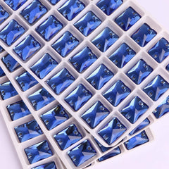 Sapphire Rectangle Shape High Quality Glass Sew-on Rhinestones WholesaleRhinestone
