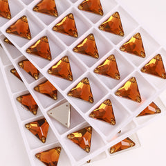Tangerine Triangle Shape High Quality Glass Sew-on Rhinestones WholesaleRhinestone