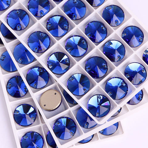 Light Sapphire Rivoli Shape High Quality Glass Sew-on Rhinestones WholesaleRhinestone