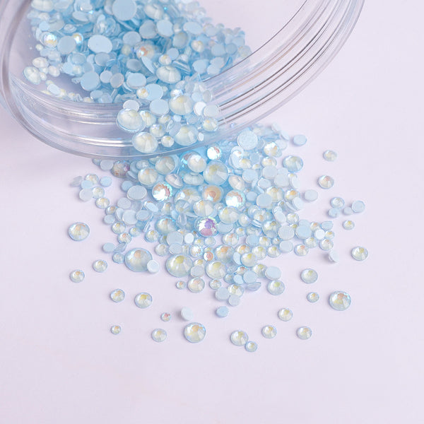 Mixed Sizes Mocha SS Light Blue FlatBack Luminous Rhinestones For Nail Art WholesaleRhinestone