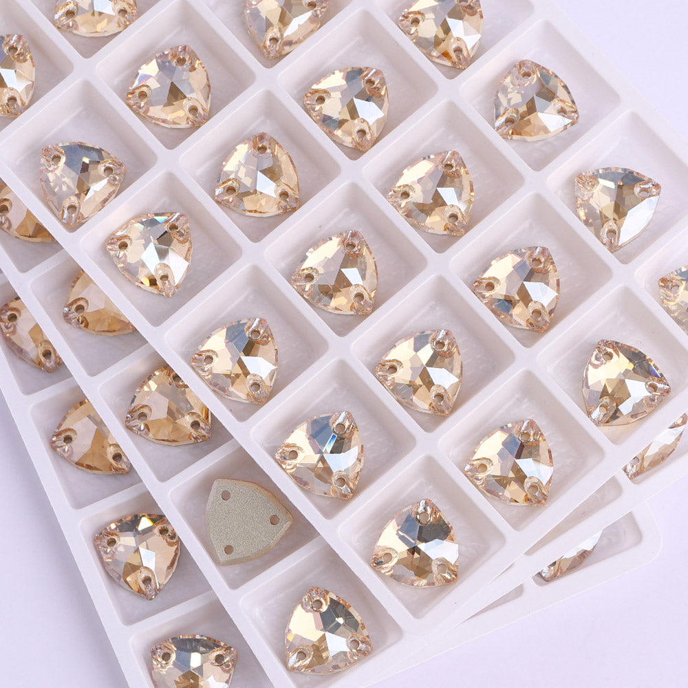 Golden Shadow Trilliant Shape High Quality Glass Sew-on Rhinestones WholesaleRhinestone