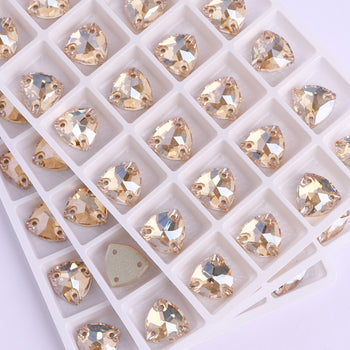 Golden Shadow Trilliant Shape High Quality Glass Sew-on Rhinestones WholesaleRhinestone