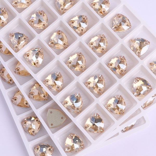 Golden Shadow Trilliant Shape High Quality Glass Sew-on Rhinestones WholesaleRhinestone