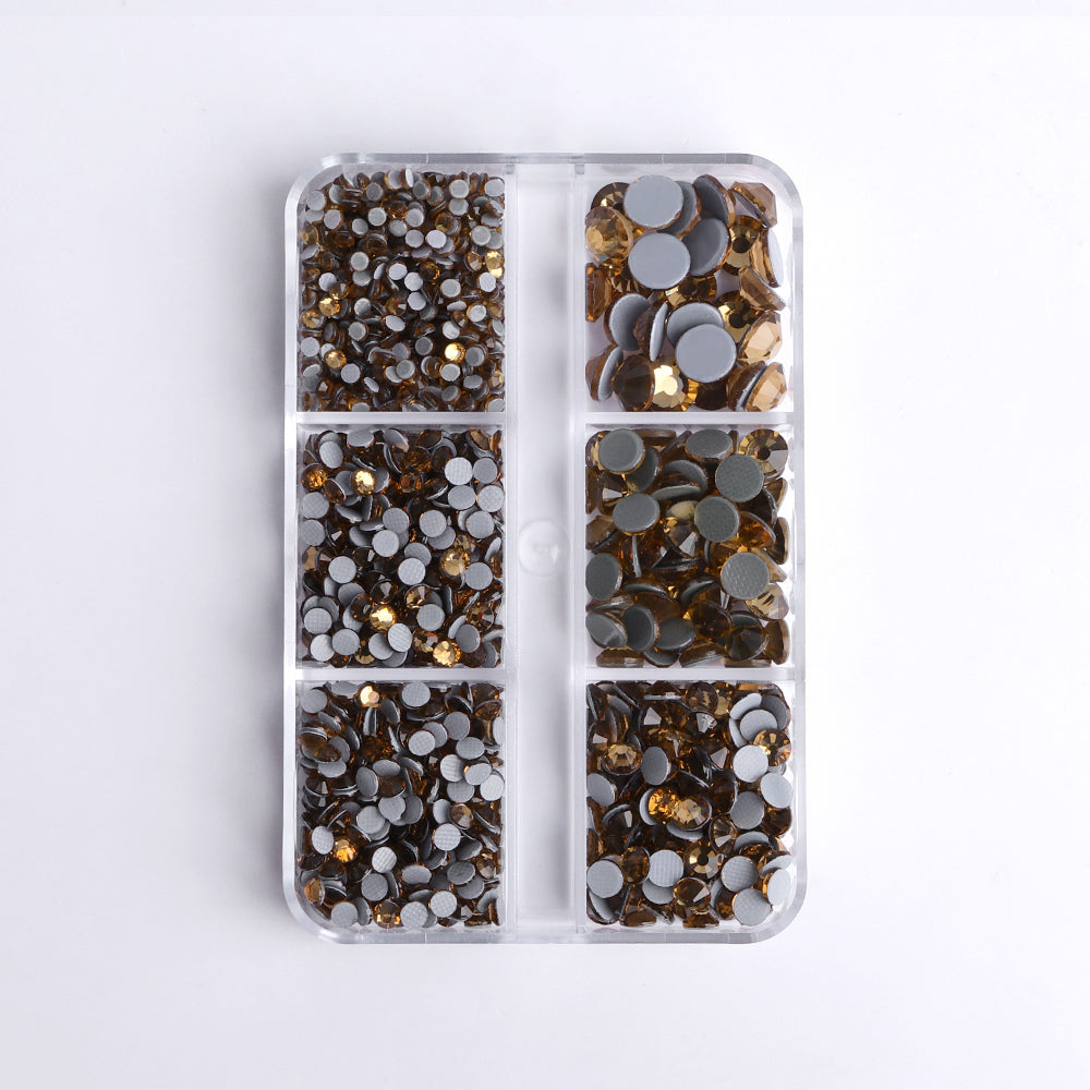 Mixed Sizes 6 Grid Box Light Colorado Topaz Glass HotFix Rhinestones For Clothing DIY Secondary image