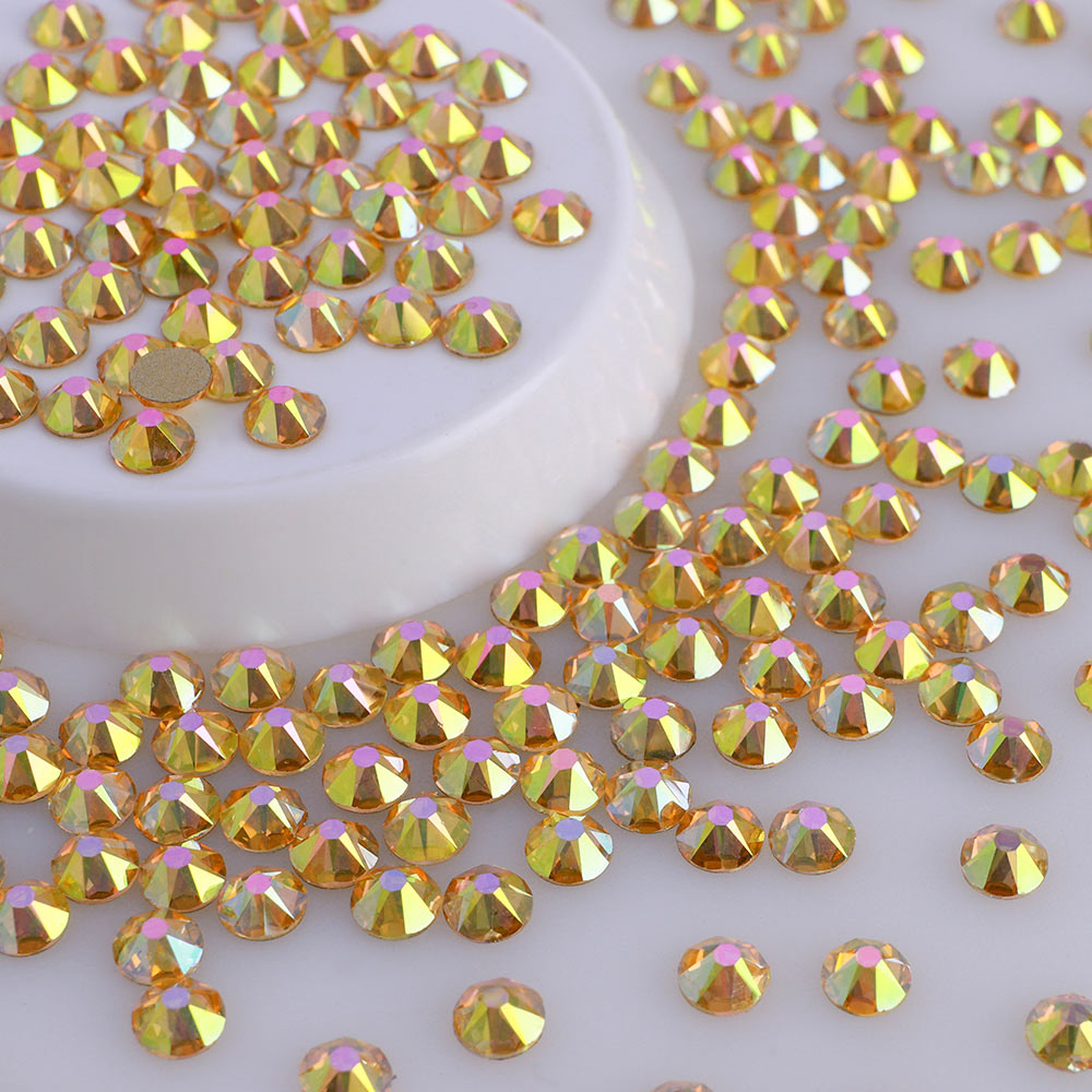 Metal sollys glas flad ryg lim-on rhinestones 16 skårne facetter i bulk Sekundært billede
