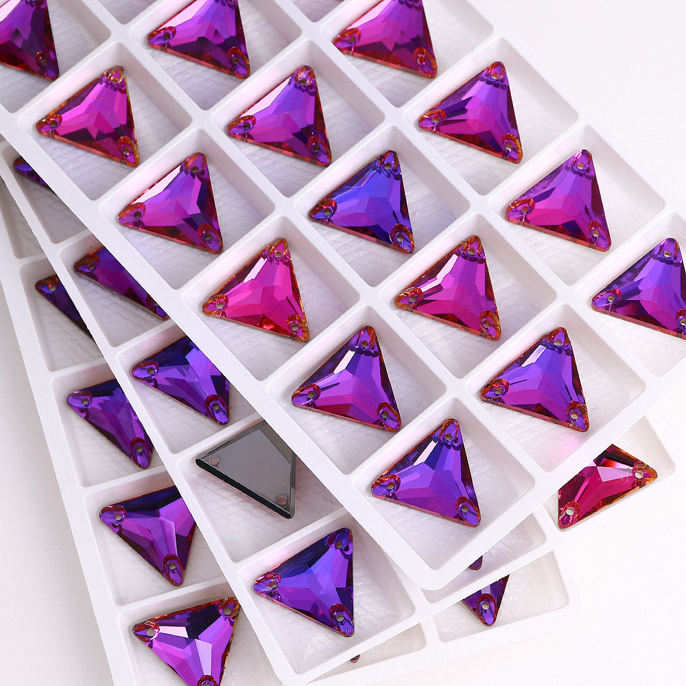 Violet Blue Triangle Shape High Quality Glass Sew-on Rhinestones WholesaleRhinestone