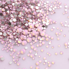 Mixed Sizes Pink Opal Glass FlatBack Rhinestones For Nail Art Silver Back WholesaleRhinestone