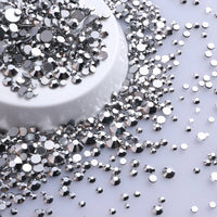 Mixed Sizes Silver Glass FlatBack Rhinestones For Nail Art Silver Back WholesaleRhinestone