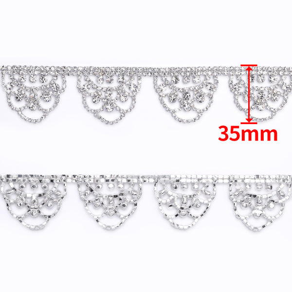 Sew-on Crystal Glass Raindrop Rhinestone Trim Chain Applique RA861 WholesaleRhinestone
