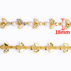 Sew-on Crystal AB Glass Rhinestone Pearl Trim Chain Applique RA1026 WholesaleRhinestone